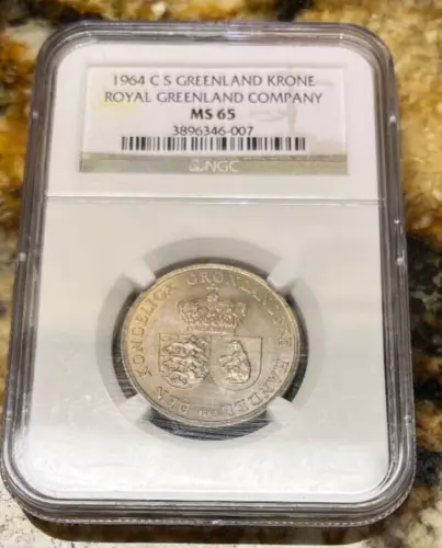 1964 C S  Greenland  1 Krone Royal Greenland Co Coin ngc ms 65