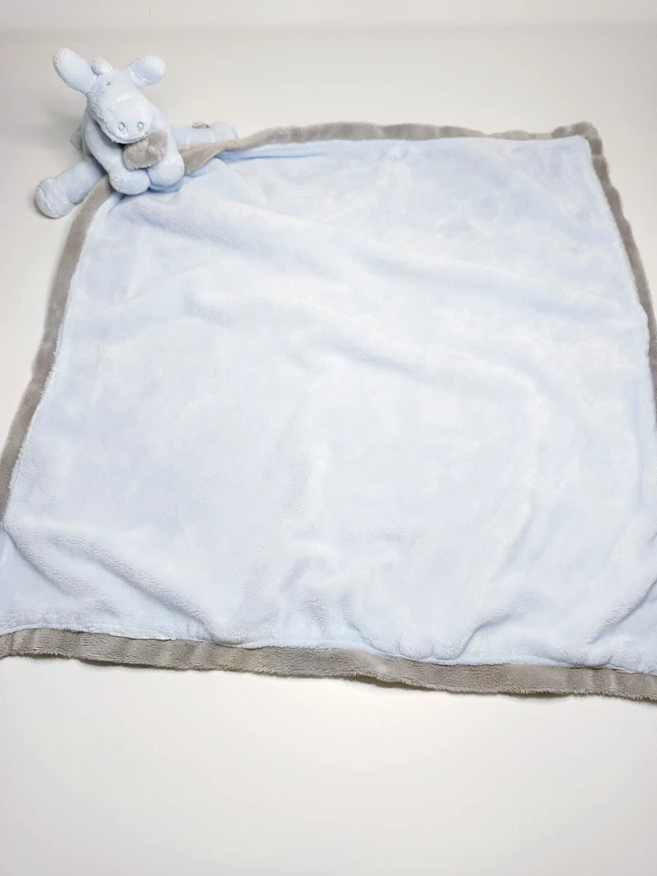 Doudou Plat/Couverture Paco Ane/Cheval Bleu Clair Gris Attache Tétine  - Noukies - Photo 2/4