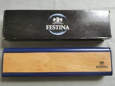 Vintage light wooden feast - plastic blue watch box for any nodels newoldstock