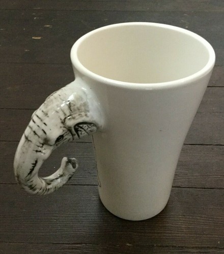 Sherwood Brands Coffee Mug Trunk Handle 3D Elephant White Gray - Picture 5 of 5
