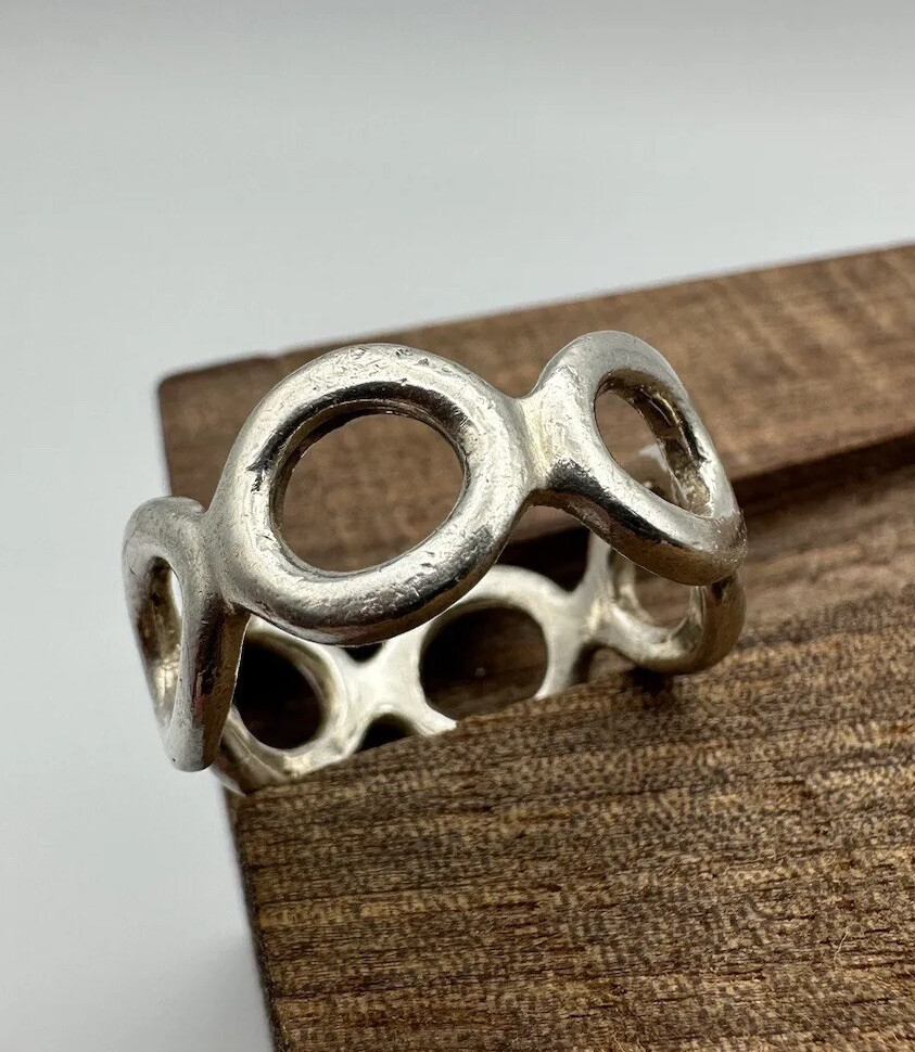 925 Sterling Silver Ring Connected Open Circles D… - image 3