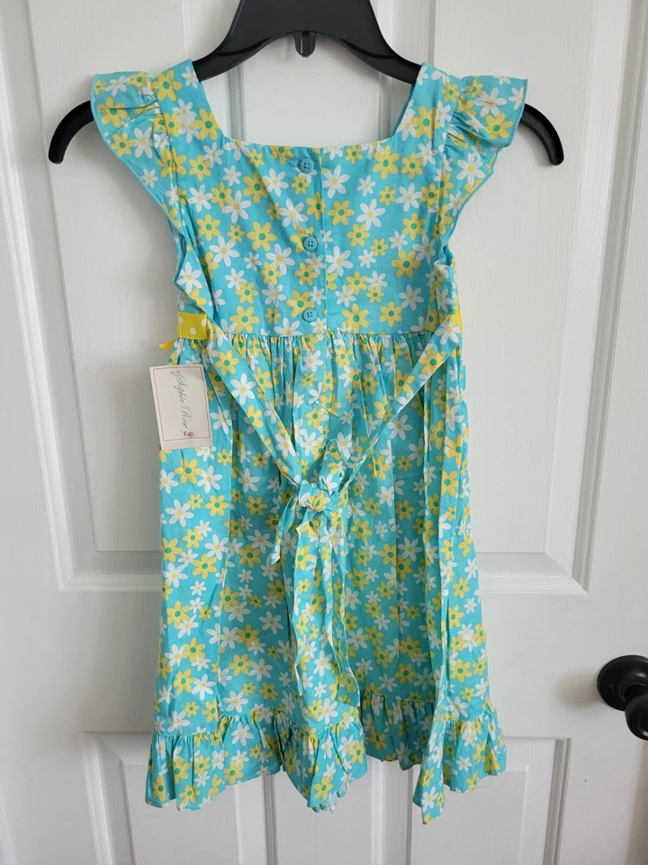 Софи Роуз девочки синий желтый Daisy цветочный платье размер 6 X новый - Изображение 3 из 4