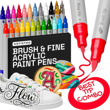 ARTISTRO 24 Acrylic Paint Pens - Dual Tip Brush Fine Ideal for Calligraphy - A
