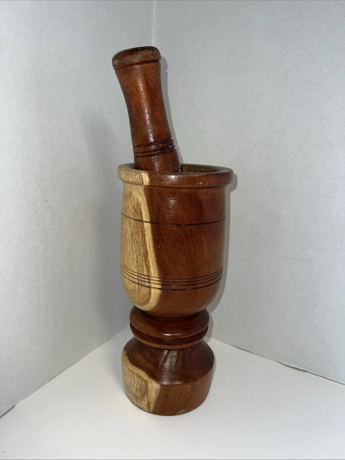 Large Antique Solid Wood Mortar & Pestle Hand Turned 11" Tall
Opens in a new window or tab