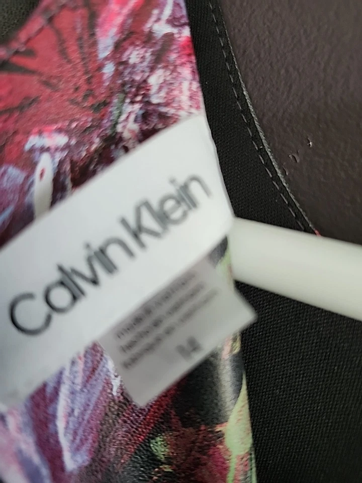 Vestido de fiesta para mujer Calvin Klein floral "pintado" funda de cuero sintético talla 14 Foto 2 de 4
