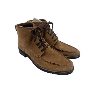Banana Republic Mens Suede Moc Toe Boots SZ 10 M Tan Lace Up Ankle Indy Boot