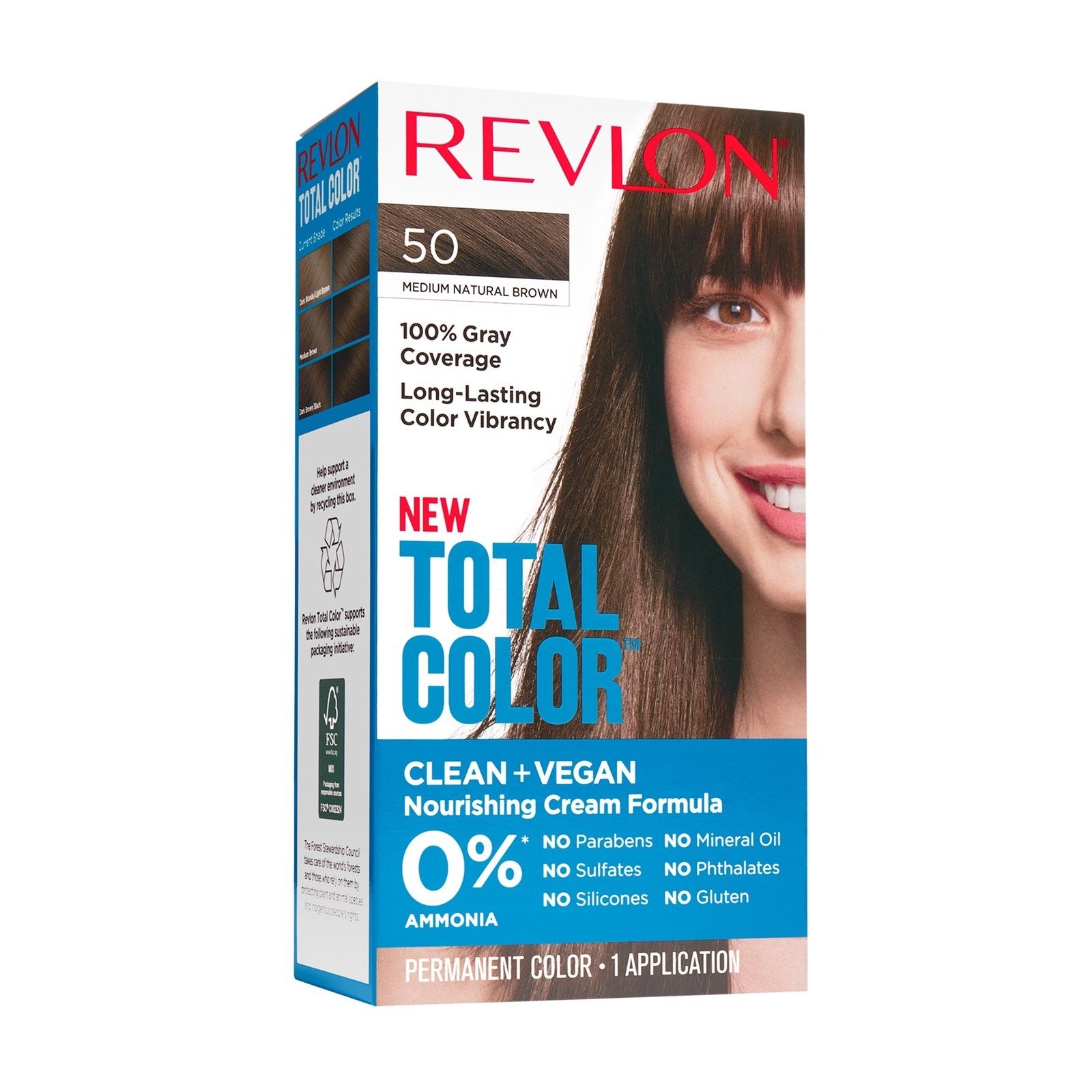 Permanent Hair Color, Vegan, 50 Medium Natural Brown