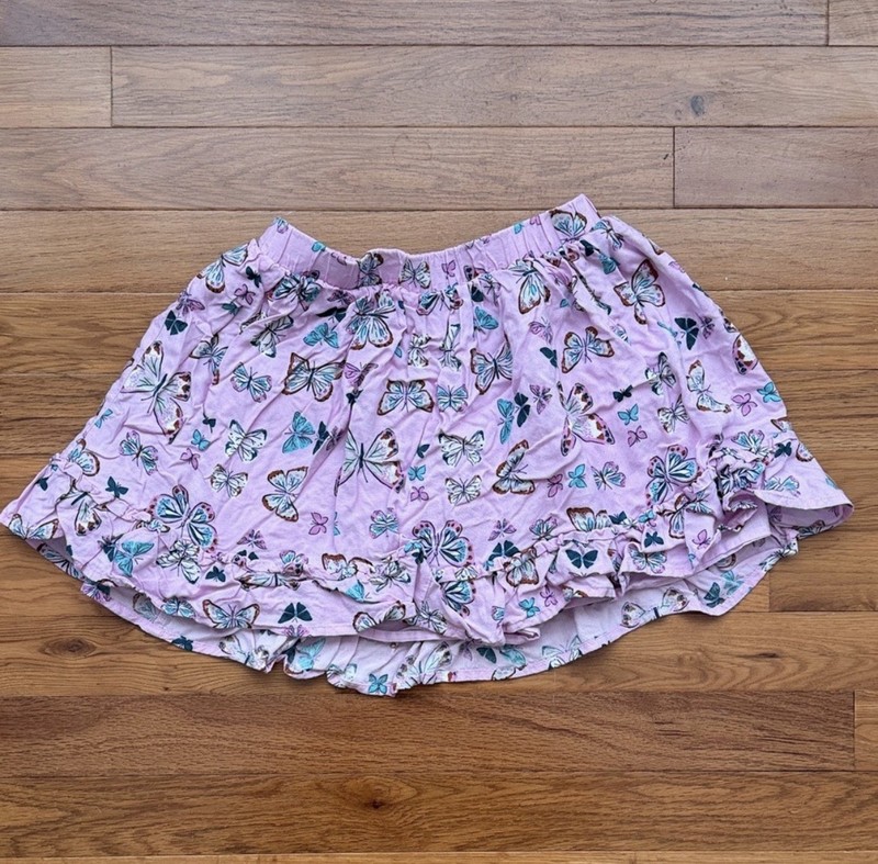Sonoma Girls Size 7 Pink Butterfly Pull-On Skort Elastic Waist Short Ruffle