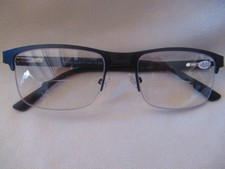 5.00 Strength Bifocal Reading Glasses for Men Metal Half Frame "Black Frame"