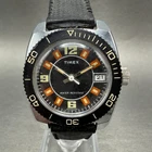 Timex Sprite Dive Watch Women 31mm Black Dial Silver Tone Manual Wind Runs VTG