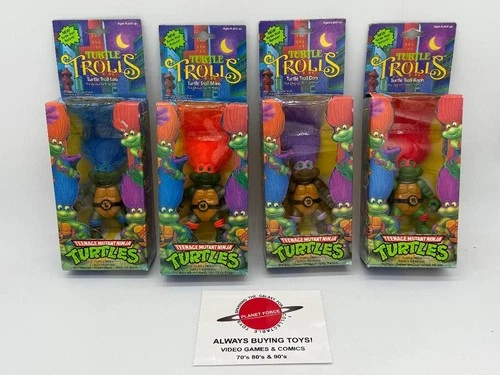 1992 Turtle Trolls Set Leo Don Mike Raph TMNT Vintage Ninja Turtles Figure NEW