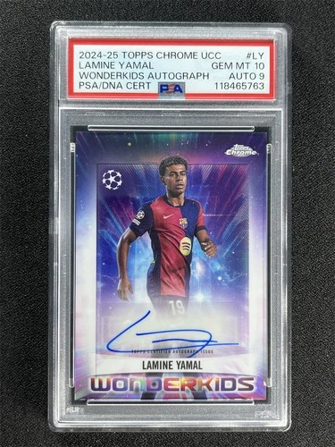 2024-25 Topps Chrome UEFA Lamine Yamal #WKA-LY Wonderkids PSA 10 Mint 9 Auto
