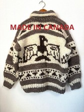 Made In Canada Maple Button Cowichan Sweater Thunderbird Eagle Pattern