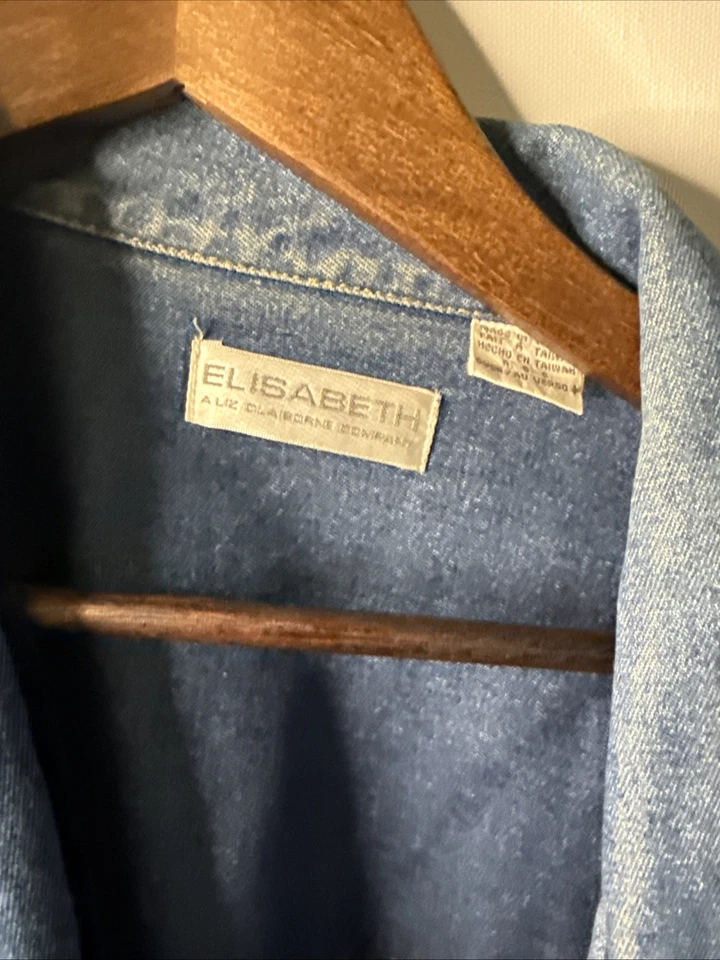 Blazer Vaquero Vintage Años 90 Y2K Liz Claiborne Talla 14 Preppy Clásico Foto 2 de 4