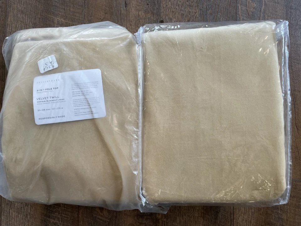 New Pottery Barn Velvet Twill Blackout Drapes 50" x 108" ~Gold~ Set of 2 - Image 2 of 2