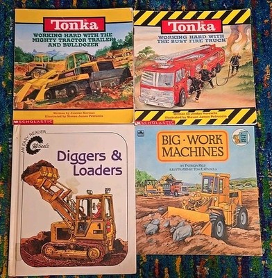 80s 90s Trucks & Diggers Children Book Lot - Loaders, Tractor Trailer, Bulldozer