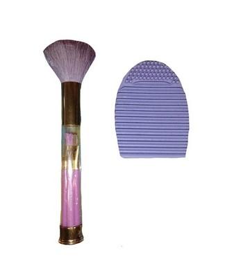Set of Purple 5 Pcs Travel Size Makeup Brush Set Silicone Makeup Brush Cleaner
