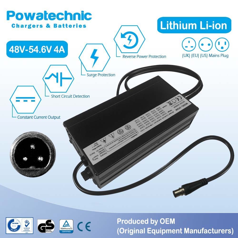 54.6V 4A BFG 3-pin Charger for 48V Bafang BBS01B BBS02B Motor system (Coversion)