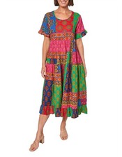 Adrift Sabre Patchwork Relax Fit Casual Maxi Dress Small