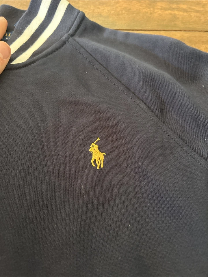 Chaqueta Universitaria Polo Ralph Lauren Bordada en la Espalda Azul Marino/Blanco Para Hombre Pequeña Foto 3 de 4