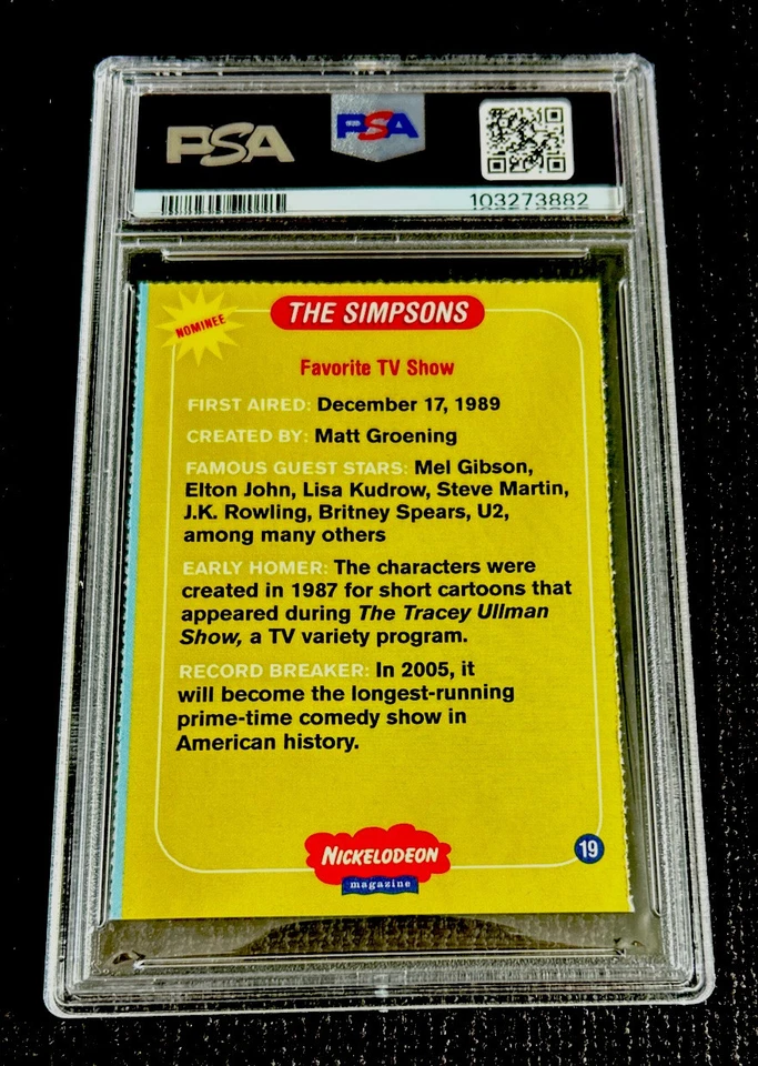 Tarjeta The Simpsons Rookie Rara Nickelodeon Kids 2004 Bart/Homer/Marge PSA 4 Foto 2 de 2