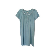 Aria 100 Cotton Women's Short Sleeve Scoop Neck Nightgown Pockets Sz M Turq