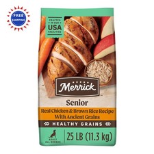 Dry Dog Food Merrick Healthy Grains Premium Natural Chicken Senior 25 lb Kibble 4.20 per pound