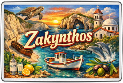 Zakynthos Navagio Schiffswrack Strand Bucht Insel Kühlschrankmagnet Reise Souvenir Geschenk