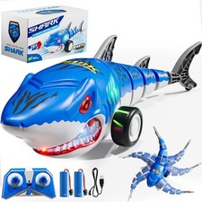 Remote Control Shark Car Toys, RC Shark Truck Car Toys with LED Lights, Remot...