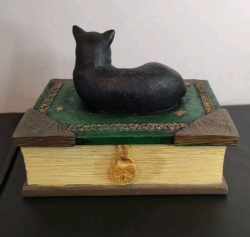 Nemesis Now Black Cat Spell Book Wiccan 2 Section Charm Trinket Box Decor - Picture 6 of 10