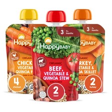 Happy Baby Organics Savory Blends Stage 3 Baby Food Puree, Meats  Veggies 3 Fla