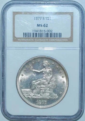 1877 S NGC MS62 Trade Silver Dollar