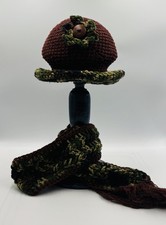 CROCHET CLOCHE HAT WITH MATCHING SCARF