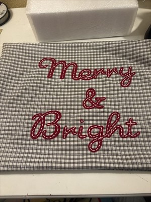 merry & bright christmas Pillow Devi Designs Grey Checked With Shiny Thread (a91