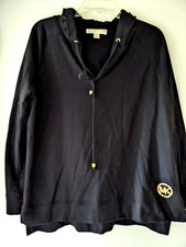 Michael Kors Womens Black cotton MK Logo Hoodie Pullover Size P/L