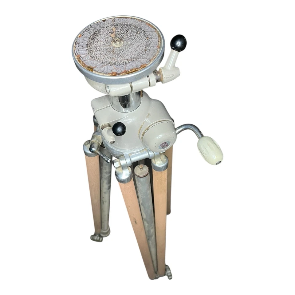 Trípode profesional vintage Linhof Alemania de doble vástago con manivela (para restauración) Foto 2 de 4