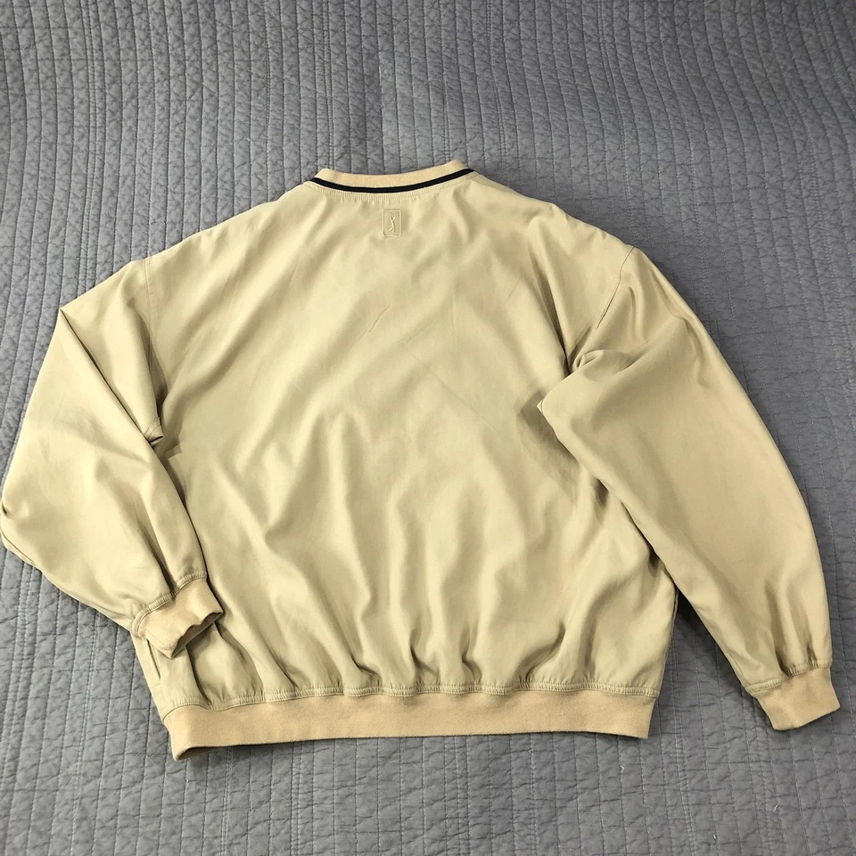 PGA Tour Pullover Mens XL Tan V Neck Windbreaker Golf Jacket Polyester Lined - Image 2 of 4