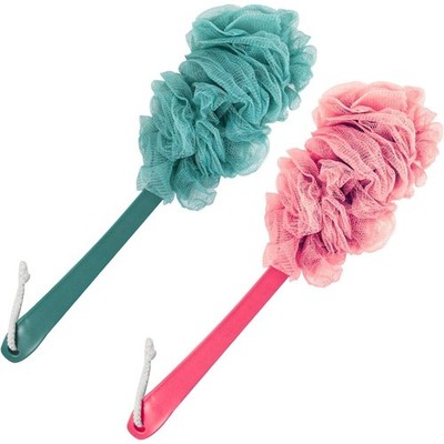 Long Handle Back Scrubber Brush with Exfoliating Loofah Sponge for Shower Bath 2
