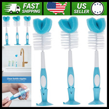 Dr. Brown's Baby Bottle Cleaning Brush Set with Suction Cup Stand, Blue