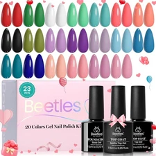 Beetles Gel Nail Polish Set, 23pcs Gel Polish Kit, 20 Colors Pink Green Blue Uv 