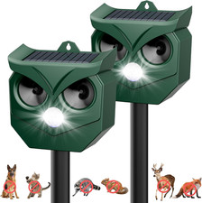 2Pack Solar Ultrasonic Animal Deterrent Outdoor, Motion Sensor Repeller with Fla