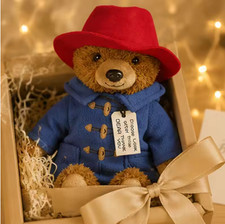 27cm Cute Teddy Bear Plush Toy Red Hat Blue Coat Soft Stuffed Animal Kids Gift