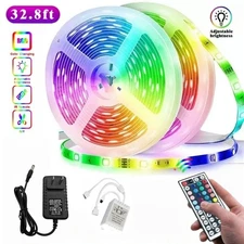 100FT Flexible 3528 RGB LED Strip Light Remote Fairy Light Room Party Waterproof