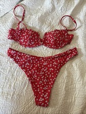 Shein Women's Bikini Set Swimsuit Size M Red Floral