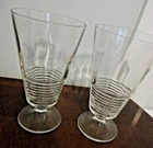 VINTAGE FEDERAL GLASS 145R-6 CUT FLORAL RIBBED SET OF 2  ICE TEA WATER GLASSES