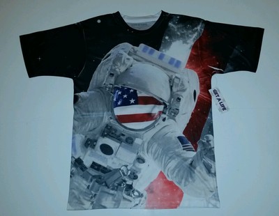 New Mens GET A LIFE USA NASA Moon Space 2-sided graphic T-Shirt polyester SZ XL 