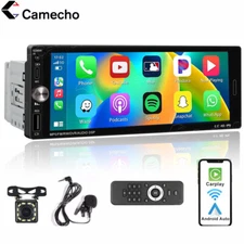 6.9" Single 1Din Wireless Apple/Android CarPlay Car Stereo Radio TouchScreen Cam