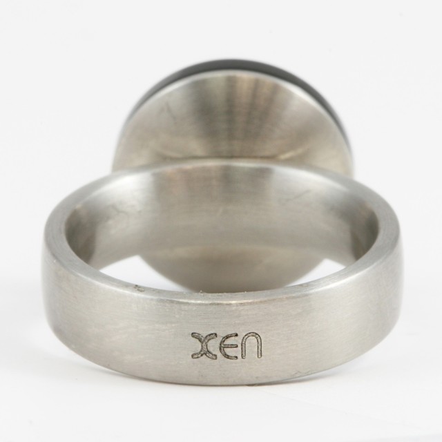 Stainless Steel Black Onyx Red Ceramic Circle Xen Ring Sz 6.5 Comfort Fit NWB eBay