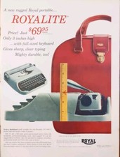 1956 Royalite Typewriter And Red Carrying Case Print Ad 3 Inches Tall thumbnail