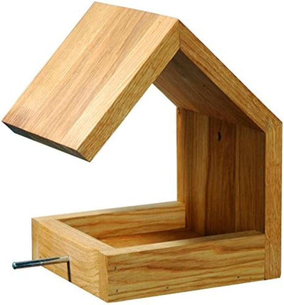 46850e - Stazione di alimentazione per uccelli in quercia con tetto a sella e as